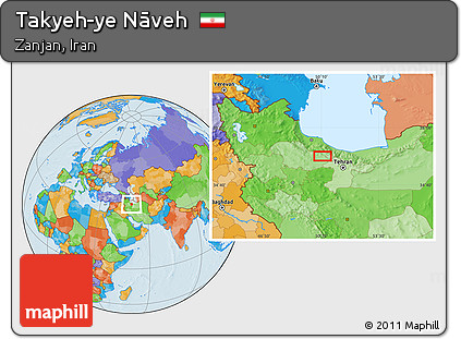 Political Location Map of Takyeh-ye Nāveh