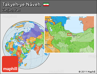 Political Location Map of Takyeh-ye Nāveh