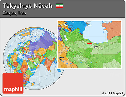 Political Location Map of Takyeh-ye Nāveh