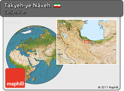 Satellite Location Map of Takyeh-ye Nāveh