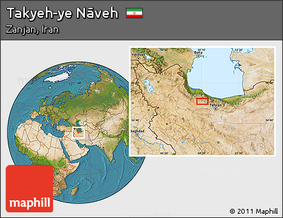 Satellite Location Map of Takyeh-ye Nāveh