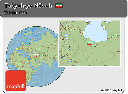 Savanna Style Location Map of Takyeh-ye Nāveh