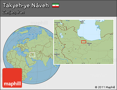 Savanna Style Location Map of Takyeh-ye Nāveh