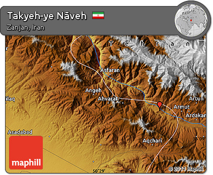 Physical Map of Takyeh-ye Nāveh