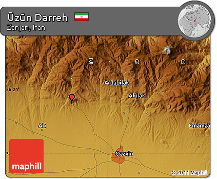 Physical Map of Ūzūn Darreh