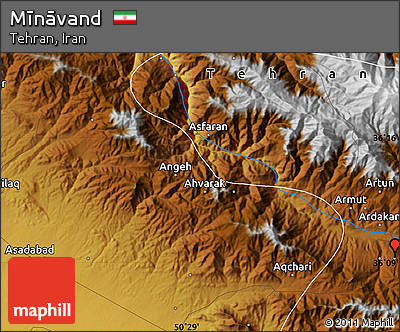 Physical Map of Mīnāvand