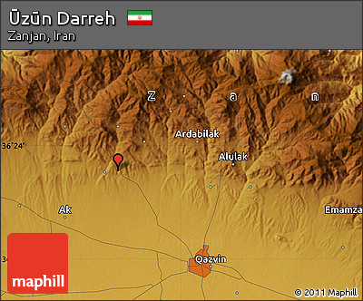 Physical Map of Ūzūn Darreh