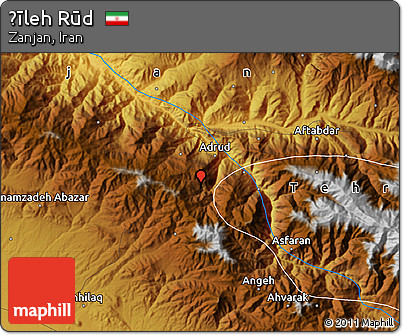 Physical Map of Ḩīleh Rūd