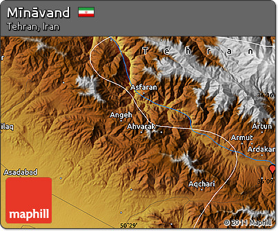 Physical Map of Mīnāvand