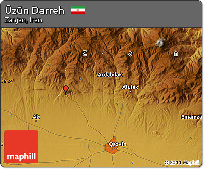 Physical Map of Ūzūn Darreh