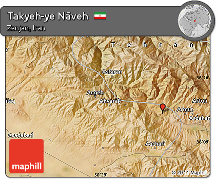 Satellite Map of Takyeh-ye Nāveh
