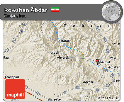 Shaded Relief Map of Rowshan Ābdar