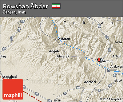Shaded Relief Map of Rowshan Ābdar