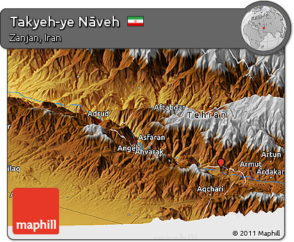 Physical Panoramic Map of Takyeh-ye Nāveh