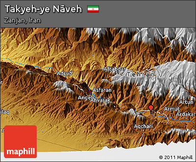 Physical Panoramic Map of Takyeh-ye Nāveh