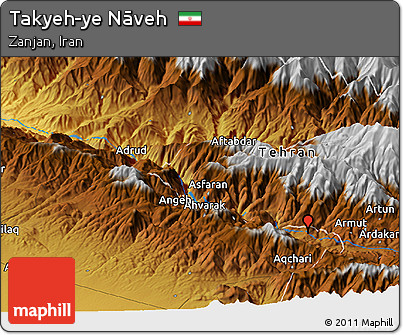 Physical Panoramic Map of Takyeh-ye Nāveh