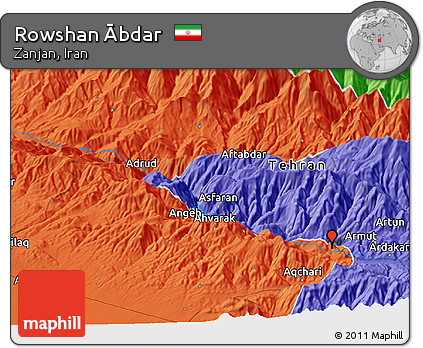 Political Panoramic Map of Rowshan Ābdar