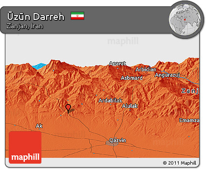 Political Panoramic Map of Ūzūn Darreh