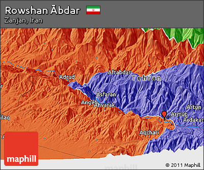 Political Panoramic Map of Rowshan Ābdar