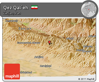 Satellite Panoramic Map of Qez Qal`eh