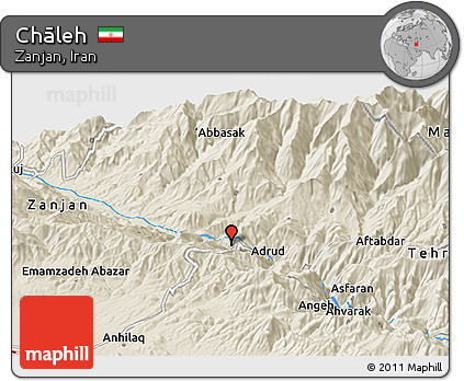 Shaded Relief Panoramic Map of Chāleh
