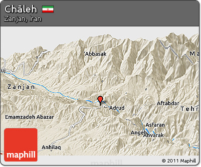 Shaded Relief Panoramic Map of Chāleh