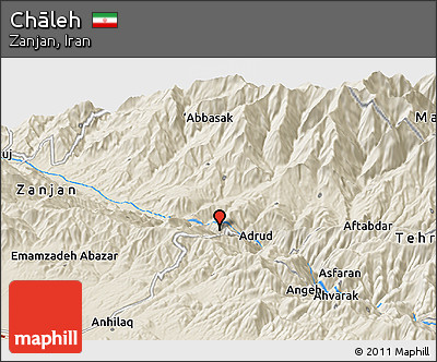Shaded Relief Panoramic Map of Chāleh