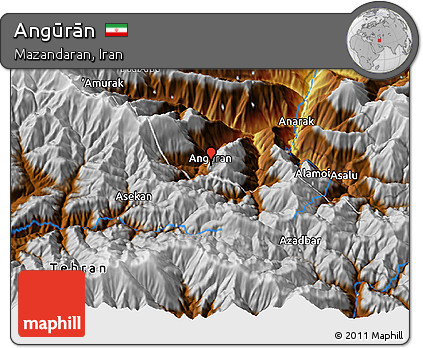 Physical 3D Map of Angūrān
