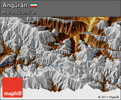 Physical 3D Map of Angūrān