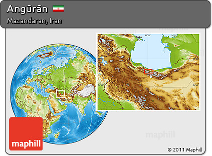 Physical Location Map of Angūrān