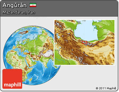 Physical Location Map of Angūrān