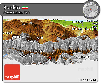 Physical Panoramic Map of Bordūn
