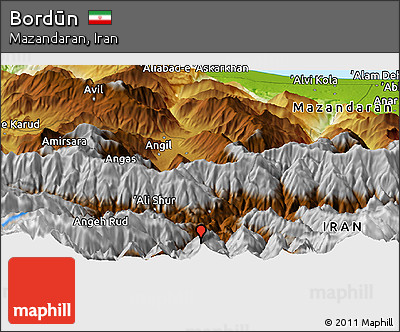 Physical Panoramic Map of Bordūn