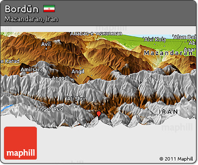 Physical Panoramic Map of Bordūn