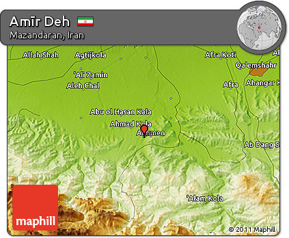 Physical 3D Map of Amīr Deh