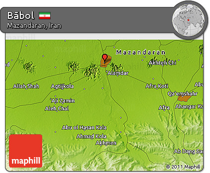 Physical 3D Map of Bābol