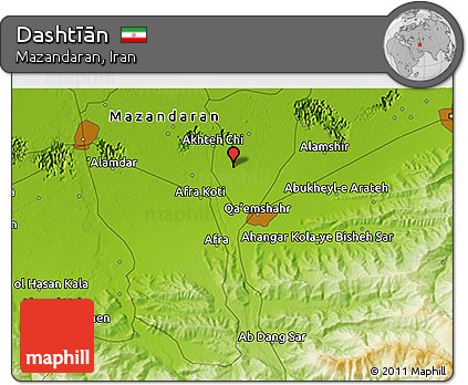 Physical 3D Map of Dashtīān