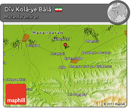 Physical 3D Map of Dīv Kolā-ye Bālā