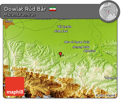 Physical 3D Map of Dowlat Rūd Bār