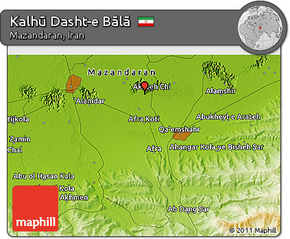 Physical 3D Map of Kalhū Dasht-e Bālā