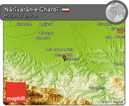Physical 3D Map of Nārīvarān-e Gharbī