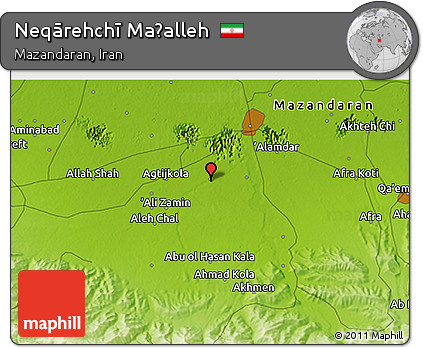 Physical 3D Map of Neqārehchī Maḩalleh