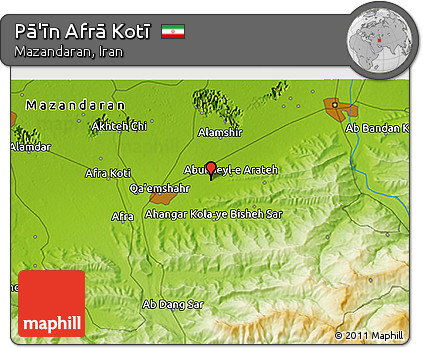 Physical 3D Map of Pā'īn Afrā Kotī