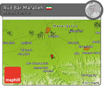 Physical 3D Map of Rūd Bār Maḩalleh