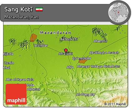 Physical 3D Map of Sang Kotī