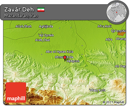 Physical 3D Map of Zavār Deh