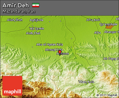 Physical 3D Map of Amīr Deh