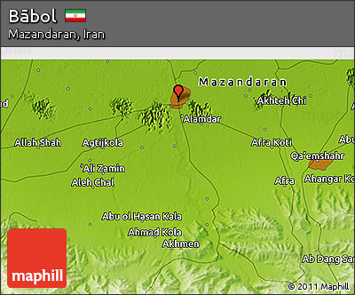 Physical 3D Map of Bābol