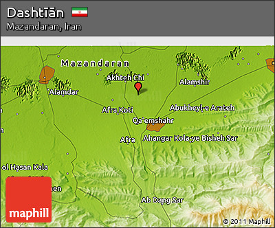 Physical 3D Map of Dashtīān