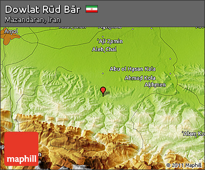 Physical 3D Map of Dowlat Rūd Bār